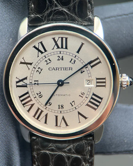 2013 Cartier Ronde De Cartier Solo 42MM Silver Dial Leather Strap (W6701010)