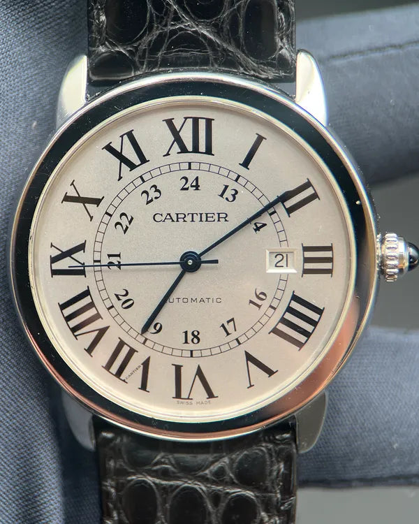 2013 Cartier Ronde De Cartier Solo 42MM White Dial Leather Strap (W6701010)