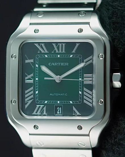 2023 Cartier Santos De Cartier 39.8MM Green Dial Steel Bracelet (WSSA0062)