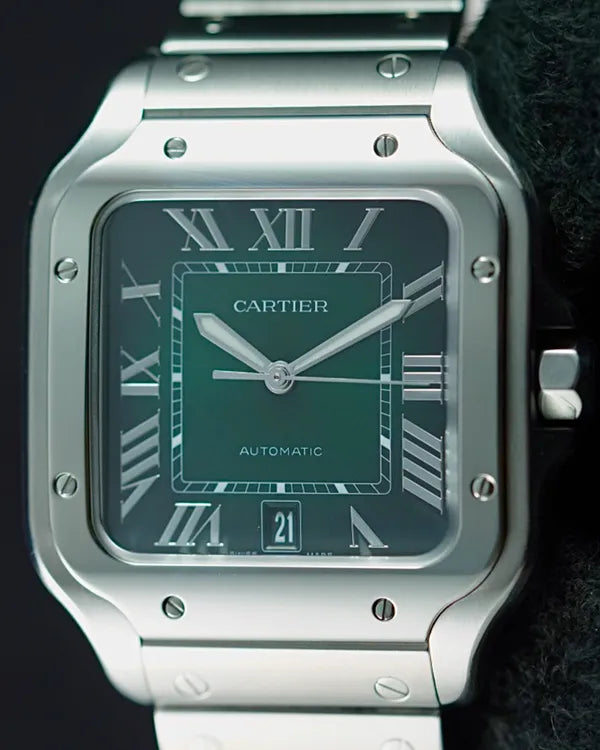 2023 Cartier Santos De Cartier 39.8MM Green Dial Steel Bracelet (WSSA0062)