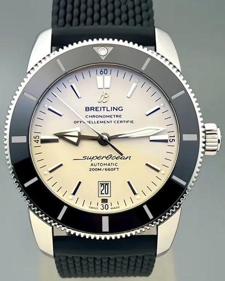 No Reserve - Breitling Superocean Heritage II 46MM Cream Dial Rubber Strap (AB2020)
