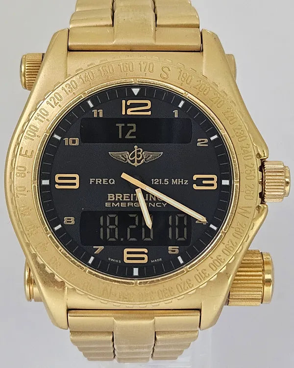 2008 Breitling Emergency 43MM Quartz Black Dial Yellow Gold Bracelet (K56121.1)