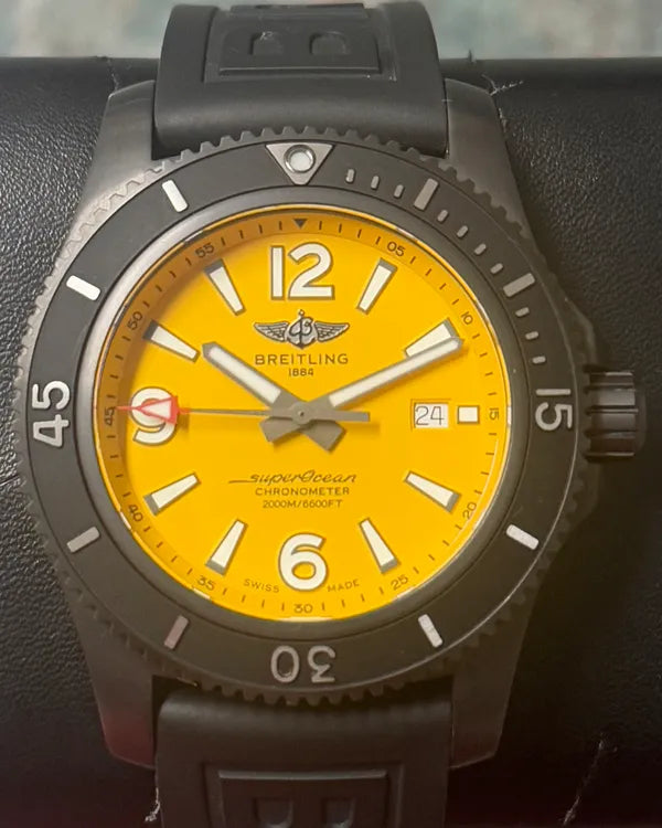 Breitling Superocean II 46MM Yellow Dial Rubber Strap (M17368)