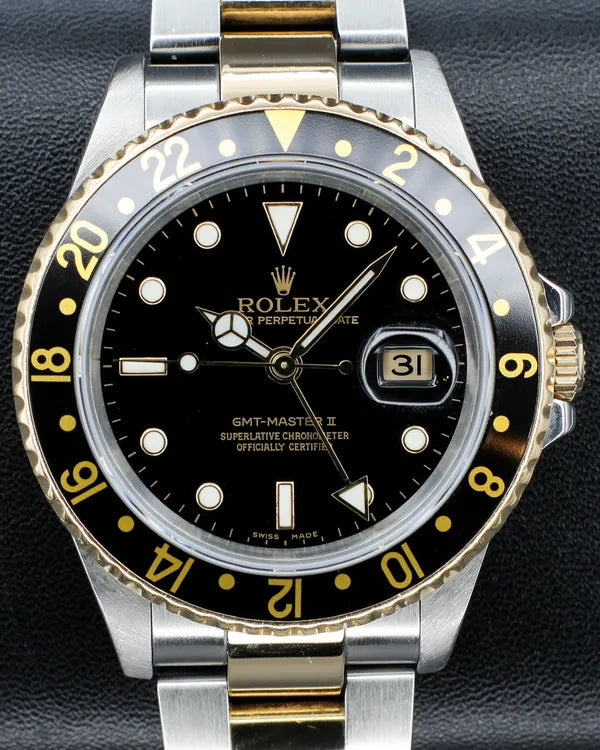 2005 Rolex GMT-Master II 40MM Black Dial Two-Tone Oyster Bracelet (16713)