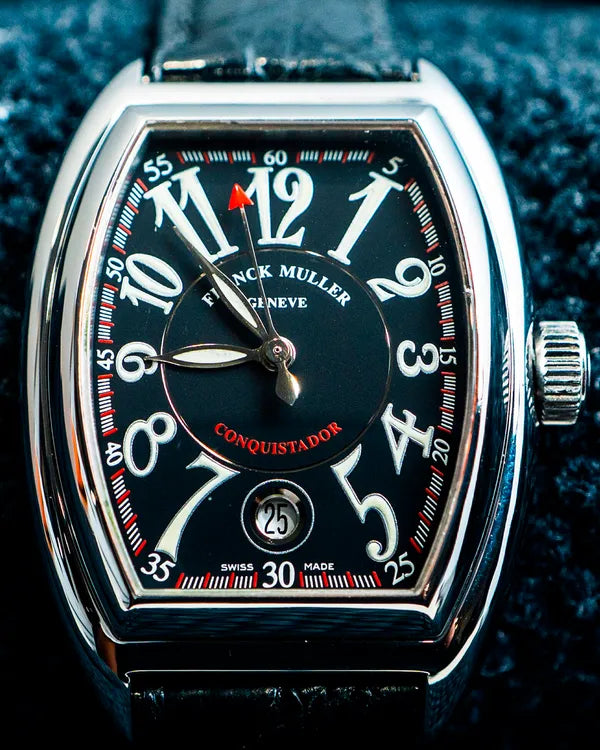 Franck Muller Conquistador 39MM Black Dial Aftermarket Leather Strap (8005 SC)