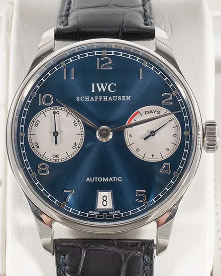 2011 IWC Schaffhausen Portugieser Chronograph "Laureus Sport for Good" L.E. 42.3MM Blue Dial Leather Strap (IW500112)