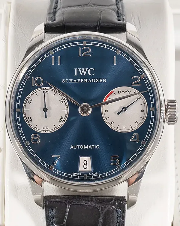 2011 IWC Schaffhausen Portugieser Chronograph "Laureus Sport for Good" L.E. 42.3MM Blue Dial Leather Strap (IW500112)