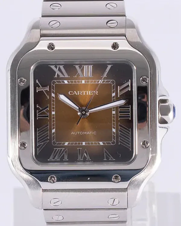 2024 Cartier Santos De Cartier 35MM Brown Dial Steel Bracelet (WSSA0065)