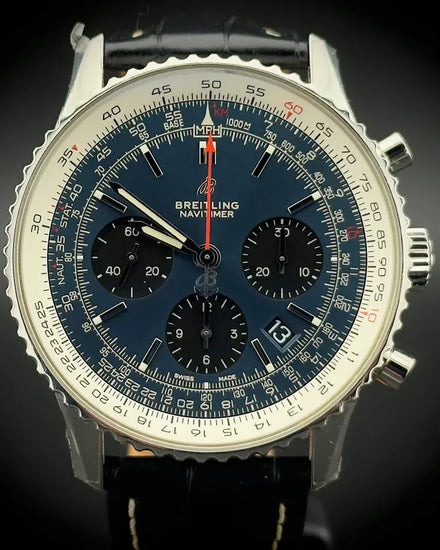2020 Breitling Navitimer B01 Chronograph 43MM Blue Dial Leather Strap (AB0121211C1P1)