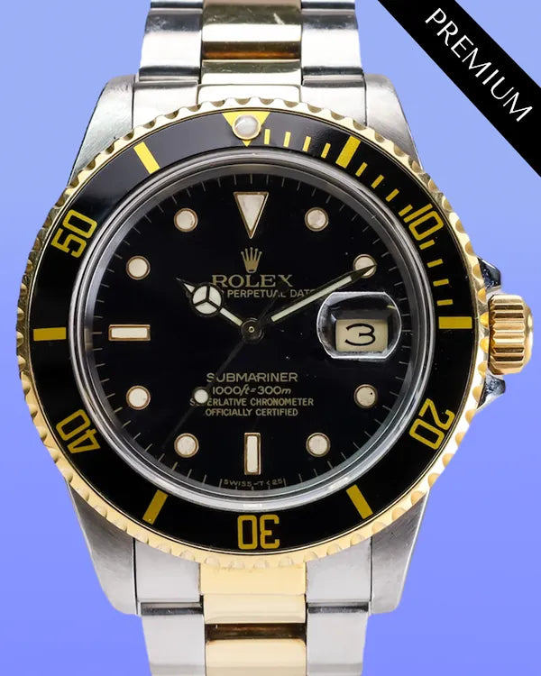 (OSCAR) 1985 Rolex Submariner Date 40MM Black Dial Two-Tone Oyster Bracelet (16613)