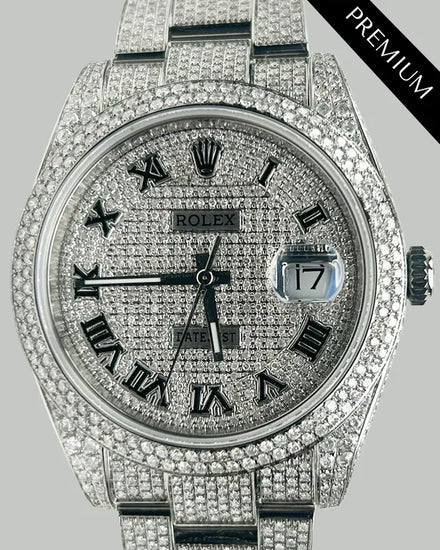 Rolex Datejust 41MM Aftermarket Diamonds Pavé Dial Oyster Bracelet (126300)