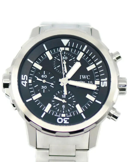 2019 IWC Schaffhausen Aquatimer Chronograph 44MM Black Dial Steel Bracelet (IW376804)