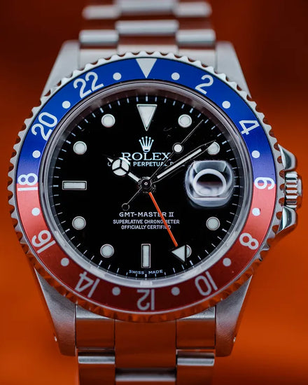 2001 Rolex GMT-Master II "Pepsi" 40MM Black Dial Oyster Bracelet (16710)