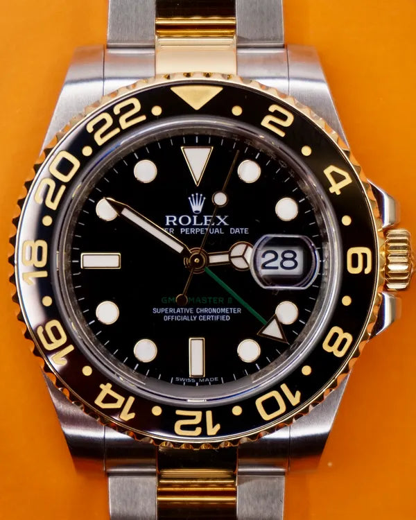 2010 Rolex GMT-Master II 40MM Black Dial Two-Tone Oyster Bracelet (116713LN)