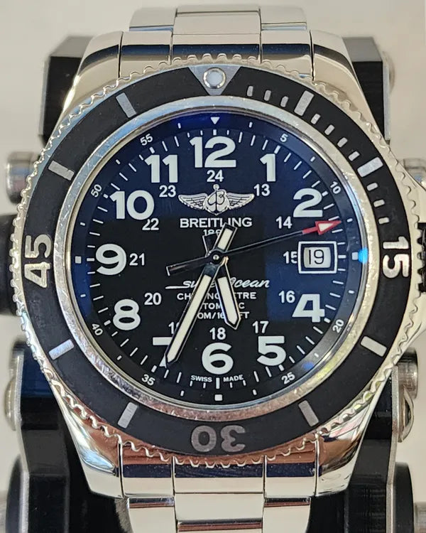 Breitling Superocean 42MM Black Dial Steel Bracelet (A17365)