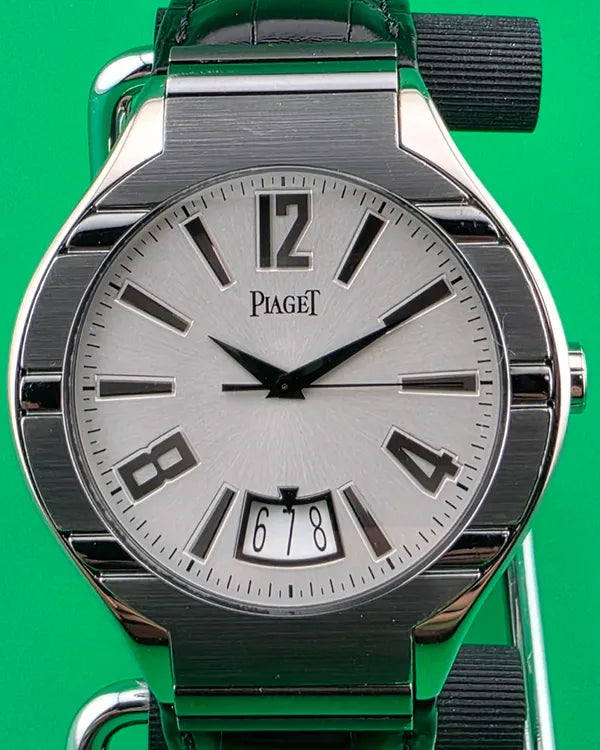 Piaget Polo Fortyfive 43MM Silver Dial Leather Strap (P10383)