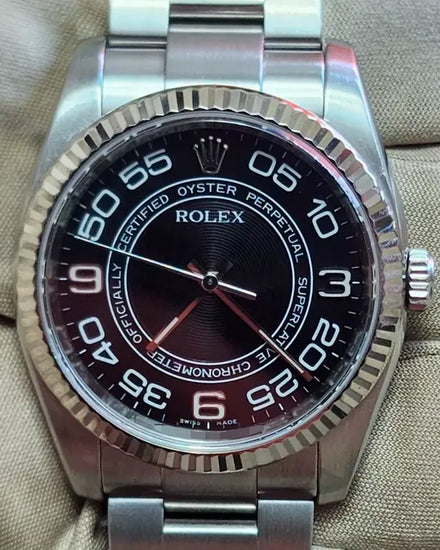 Rare Rolex Oyster Perpetual 36MM Black "Concentric" Dial Oyster Bracelet (116034)