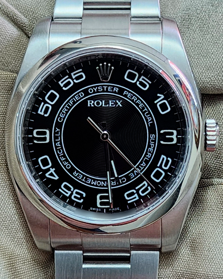 Rare Rolex Oyster Perpetual 36MM "Concetric" Black Dial Oyster Bracelet (116000)