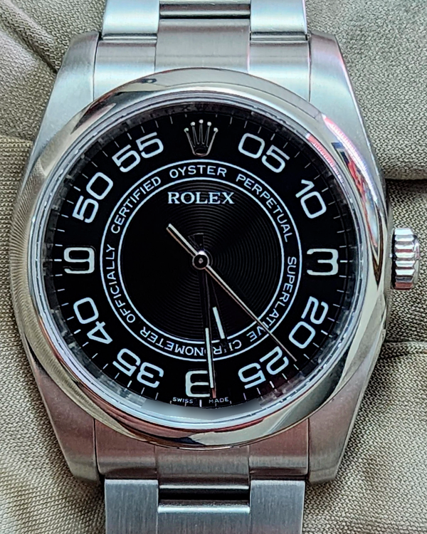 Rare Rolex Oyster Perpetual 36MM "Concetric" Black Dial Oyster Bracelet (116000)