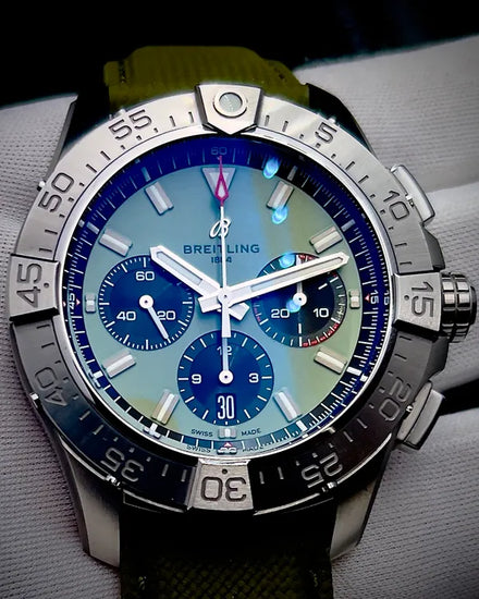 2025 Breitling Avenger B01 Chronograph 44MM Green Dial Textile Strap (AB0147101L1X1)