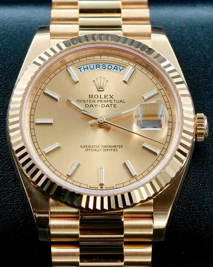 2023 Rolex Day-Date 40MM Champagne Dial Yellow Gold President Bracelet (228238)