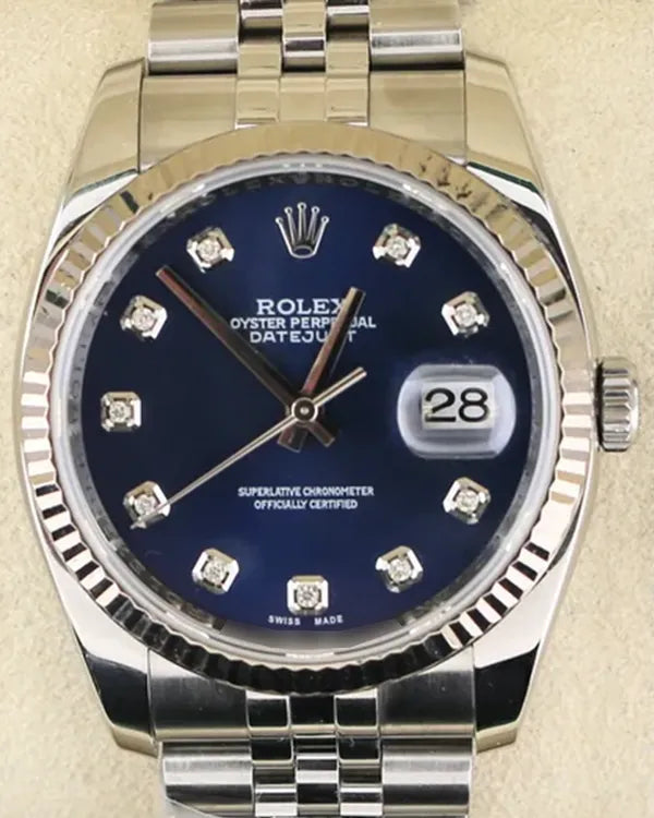 2009 (V Serial) Rolex Datejust 36MM Aftermarket Blue Dial Jubilee Bracelet (116234)