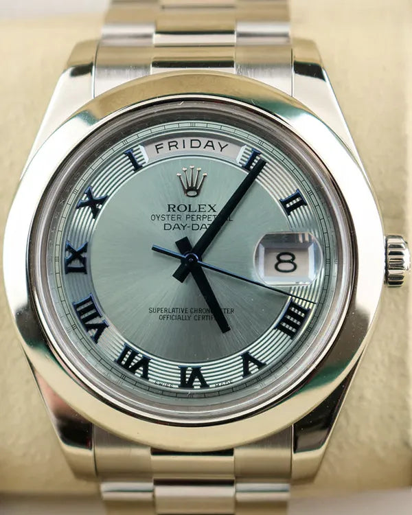 2010 (G Serial) Rolex Day-Date 41MM Ice Blue Dial Platinum President Bracelet (218206)
