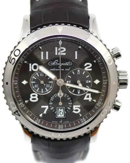 Breguet Type XXI "Transatlantique" 42MM Grey Dial Leather Strap (3810)