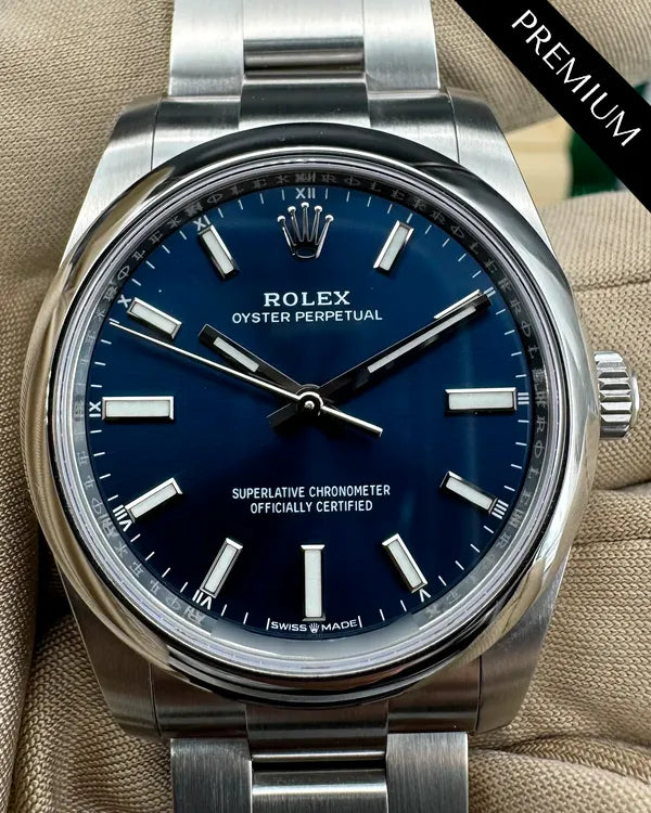 No Reserve - 2022 Rolex Oyster Perpetual 34MM Blue Dial Oyster Bracelet (124200)