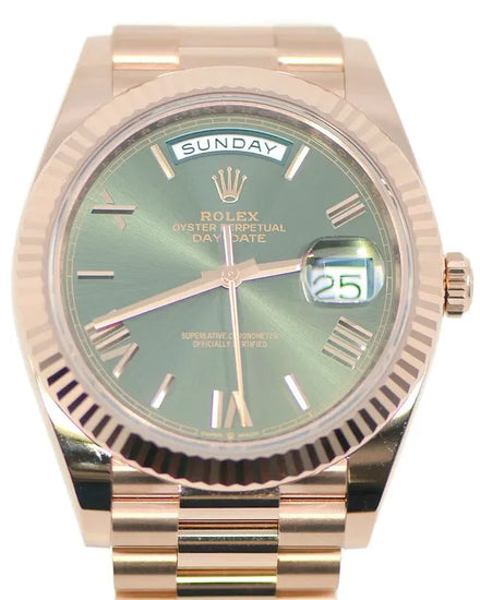 2025 Rolex Day-Date 40MM Green Dial Rose Gold President Bracelet (228235)