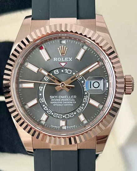 2025 Rolex Sky-Dweller 42MM Grey Dial Rubber Strap (336235)