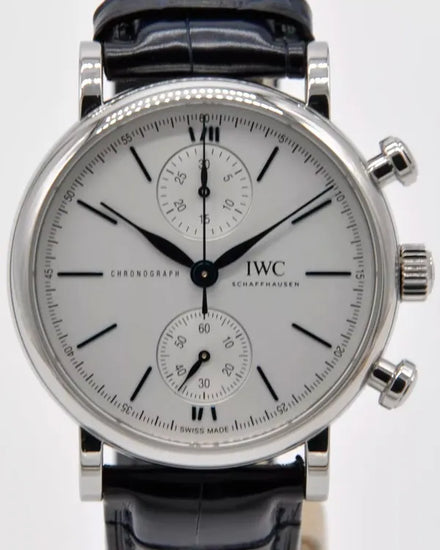2021 IWC Schaffhausen Portofino Chronograph 39MM Silver Dial Leather Strap (IW391407)