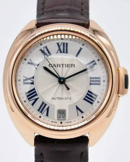 2021 Cartier Cle De Cartier 35MM Silver Dial Leather Strap (WGCL0013)