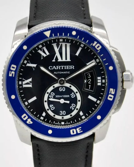 2018 Cartier Calibre de Cartier Diver 42MM Blue Dial Leather Strap (WSCA0010)