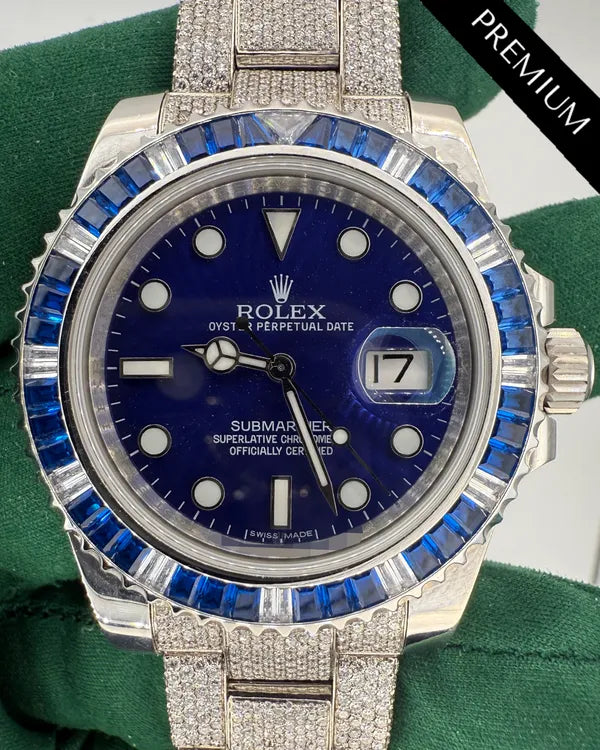 No Reserve - Rolex Submariner Date 40MM Aftermarket Blue Dial Aftermarket Oyster Bracelet (116610)