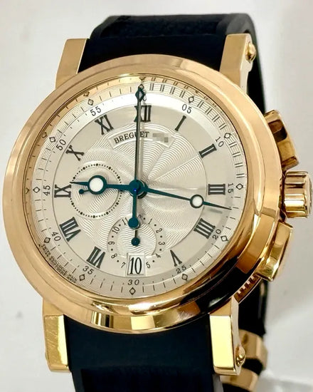2008 Breguet Marine Chronograph 42MM Silver Dial Rubber Strap (5827BA/12/5ZU)