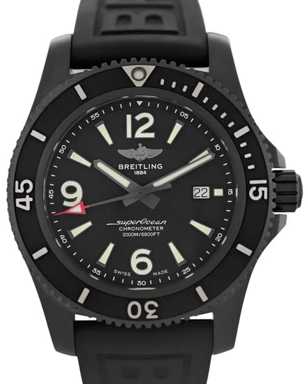 Breitling Superocean Blacksteel 46MM Black Dial Rubber Strap (M17368)