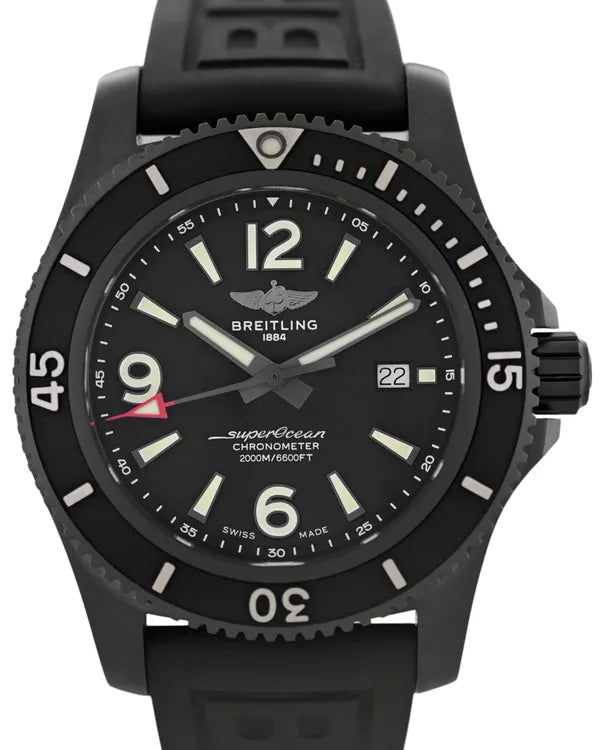 Breitling Superocean Blacksteel 46MM Black Dial Rubber Strap (M17368)