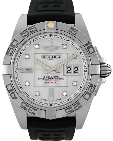 2017 Breitling Galactic 41MM Mother of Pearl Dial Rubber Strap (A49350L2/A702)
