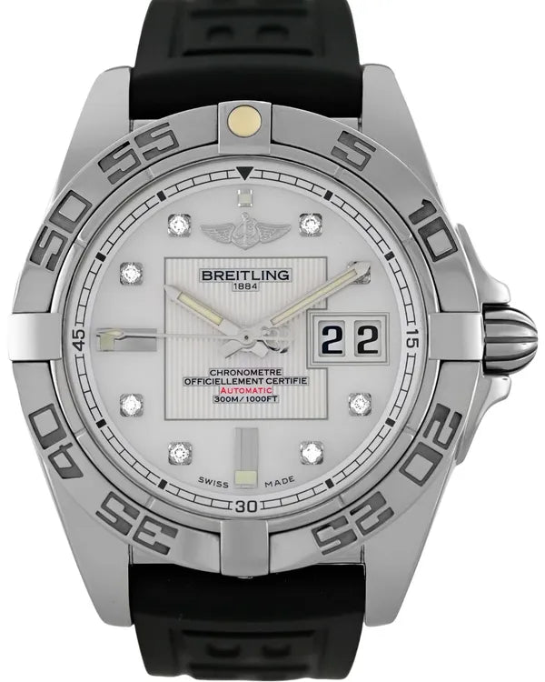 2017 Breitling Galactic 41MM Mother of Pearl Dial Rubber Strap (A49350L2/A702)