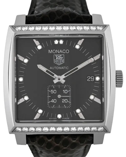 2007 Tag Heuer Monaco 37MM Black Dial Leather Strap (WW2118.FC6216)