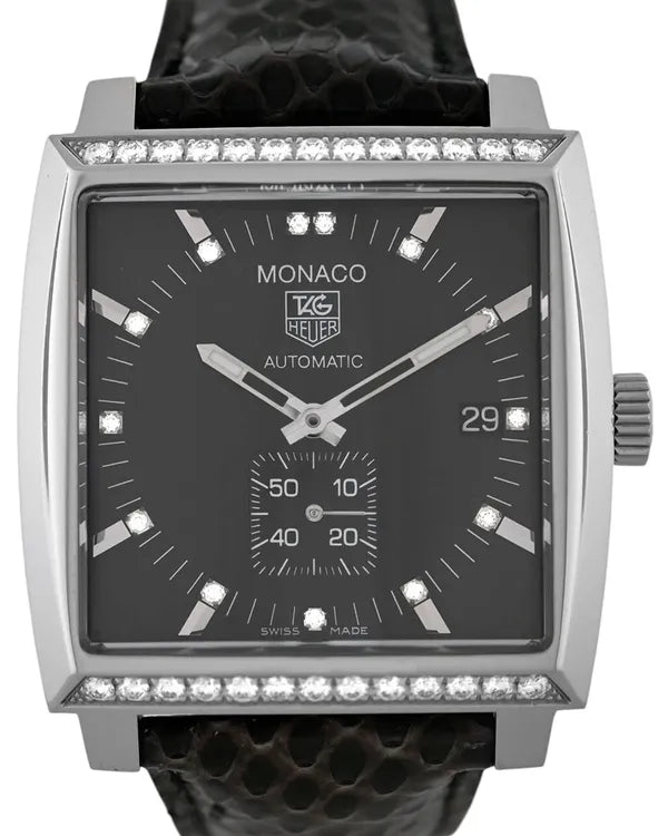 2007 Tag Heuer Monaco 37MM Black Dial Leather Strap (WW2118.FC6216)