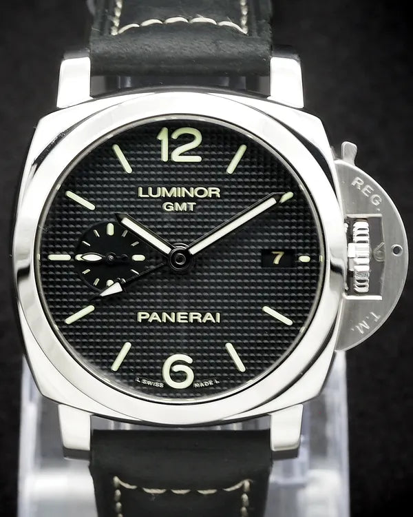 2018 Panerai Luminor 1950 3 Days GMT 42MM Black Dial Leather Strap (PAM00535)