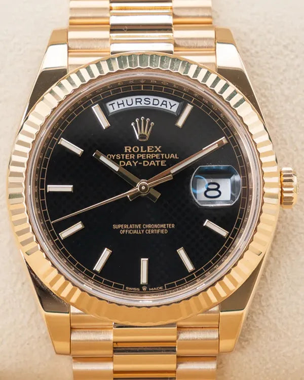 2022 Rolex Day-Date 40MM Black Dial Yellow Gold President Bracelet (228238)