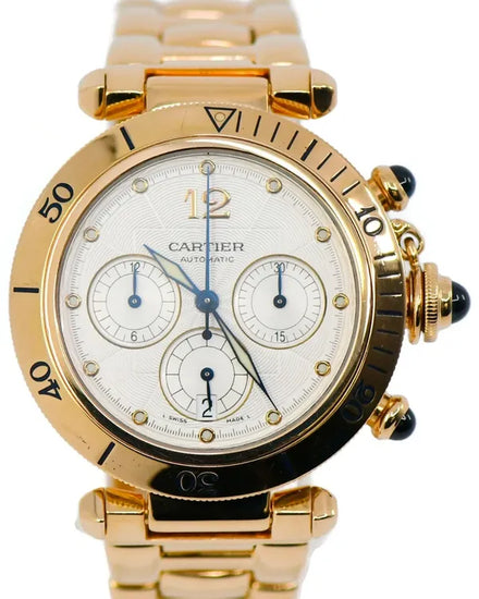 Cartier Pasha De Cartier Diver 38MM Silver Dial Yellow Gold Bracelet (W3014051)