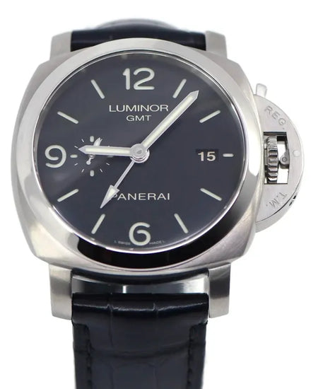 Panerai Luminor 1950 3 Days GMT 44MM Black Dial Leather Strap (PAM00320)