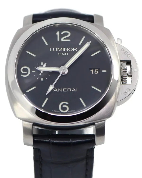 Panerai Luminor 1950 3 Days GMT 44MM Black Dial Leather Strap (PAM00320)