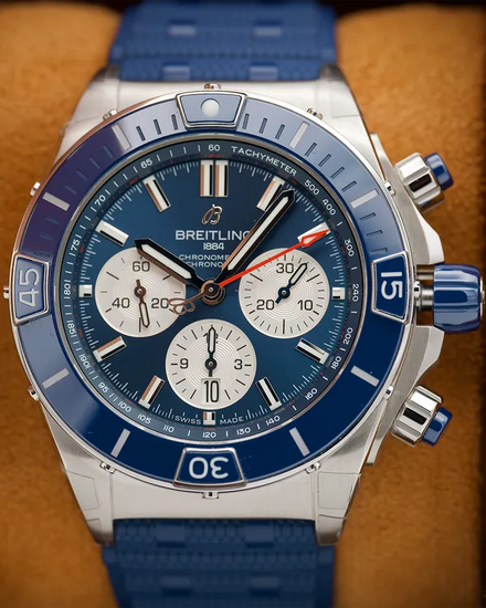 2025 Breitling Chronomat B01 44MM Blue Dial Rubber Strap (AB0136161C1S1)