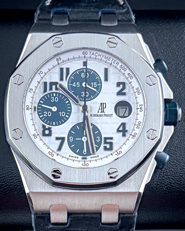 2012 Audemars Piguet Royal Oak Offshore Chronograph "Navy" 42MM White Dial Leather Strap (26170ST)