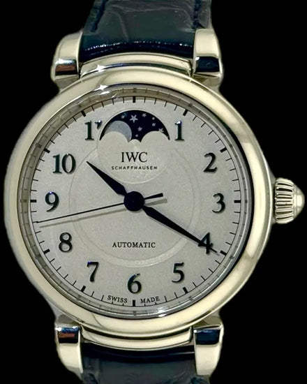 No Reserve - 2025 IWC Schaffhausen Da Vinci Moonphase 36MM Silver Dial Leather Strap (IW459306)
